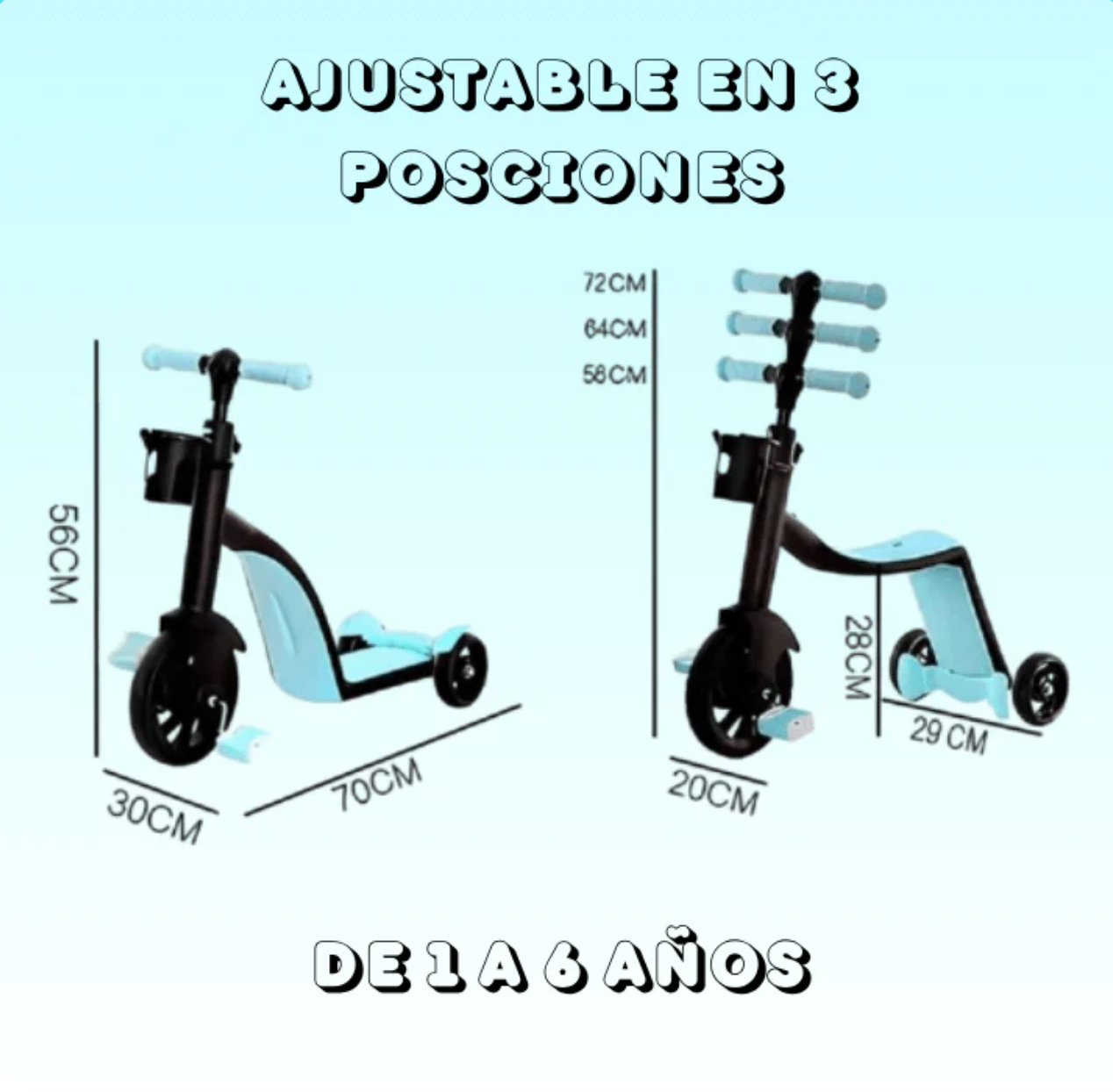 Patín Scooter 3 en 1